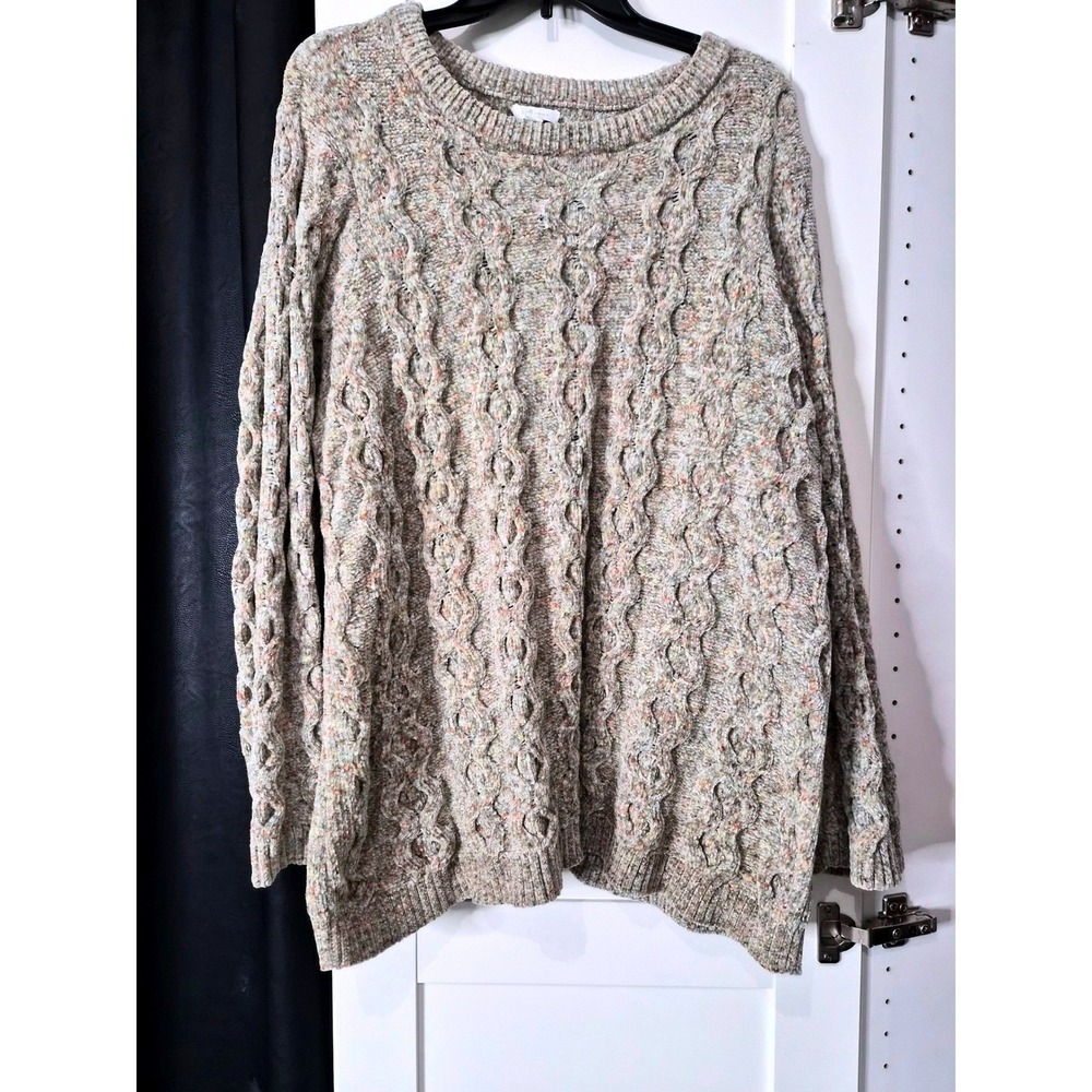 Jill Jill‎ Chenille Cable Knit Sweater XL Tall Multicolored Long Sleeve